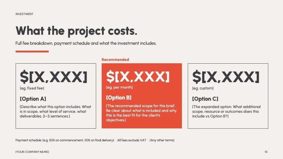  Investment  
Three-tier pricing with recommended option