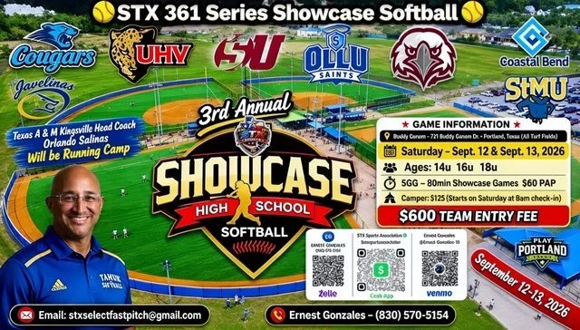 3rd ANNUAL STX 830/361/210 SERIES SHOWCASE SOFTBALL Featuring Texas A &amp; M Kingsville Head Coach Orlando Salinas