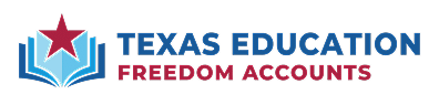 Texas Education logo with open book, star, and the words 'TEXAS EDUCATION' and 'FREEDOM ACCOUNTS'