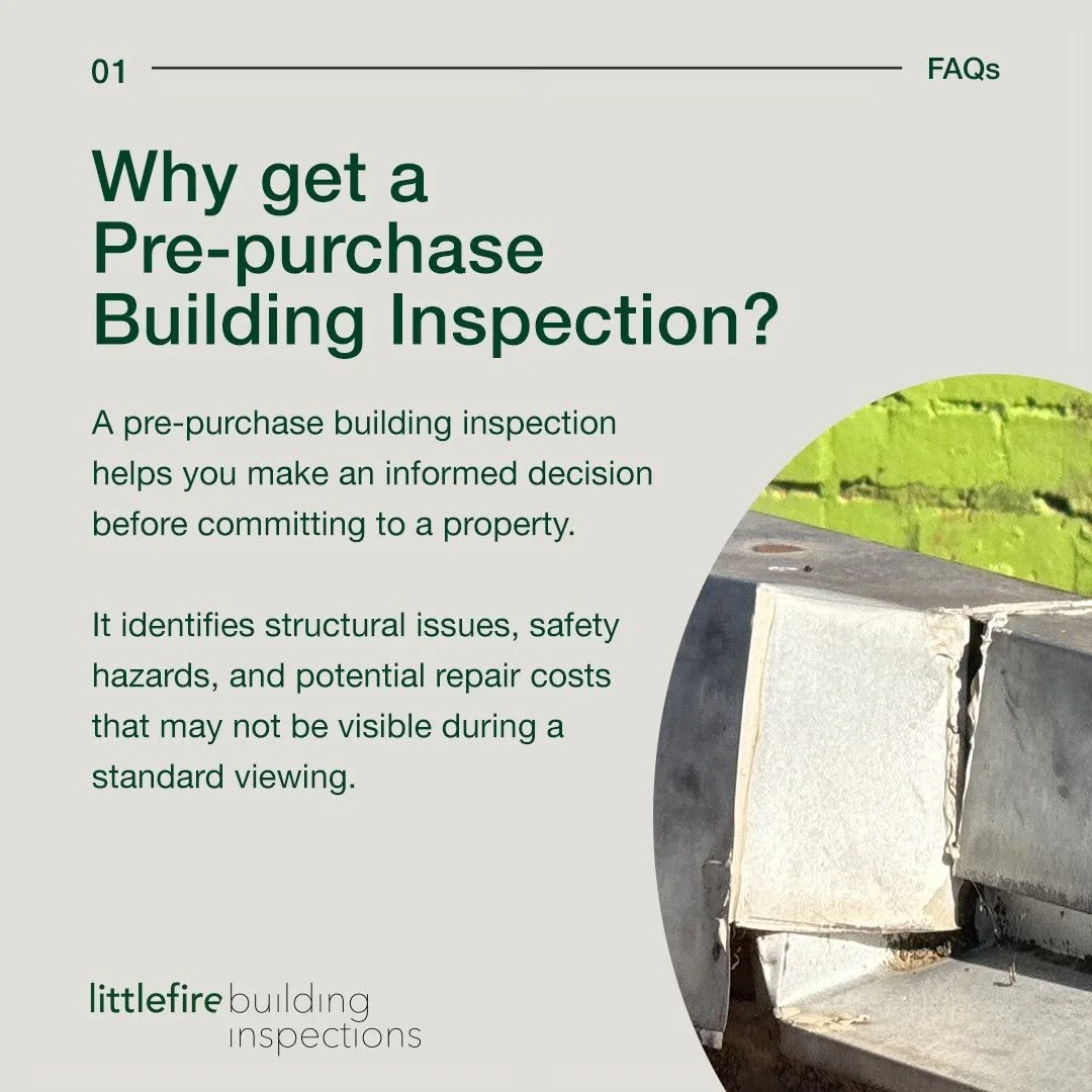 Why get a Pre-purchase Building Inspection?
A pre-purchase building inspection helps you make an informed decision before committing to a property. It identifies structural issues, safety hazards, and potential repair costs that may not be visible du