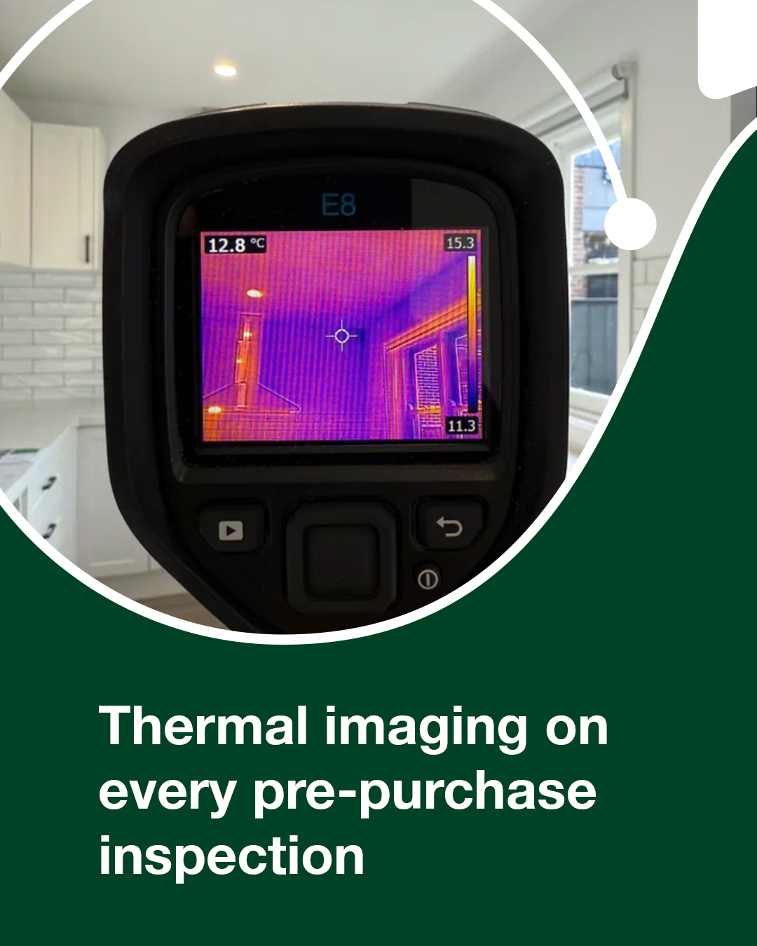 Thermal Imaging Camera shown being used on every Littlefire Building Inspection