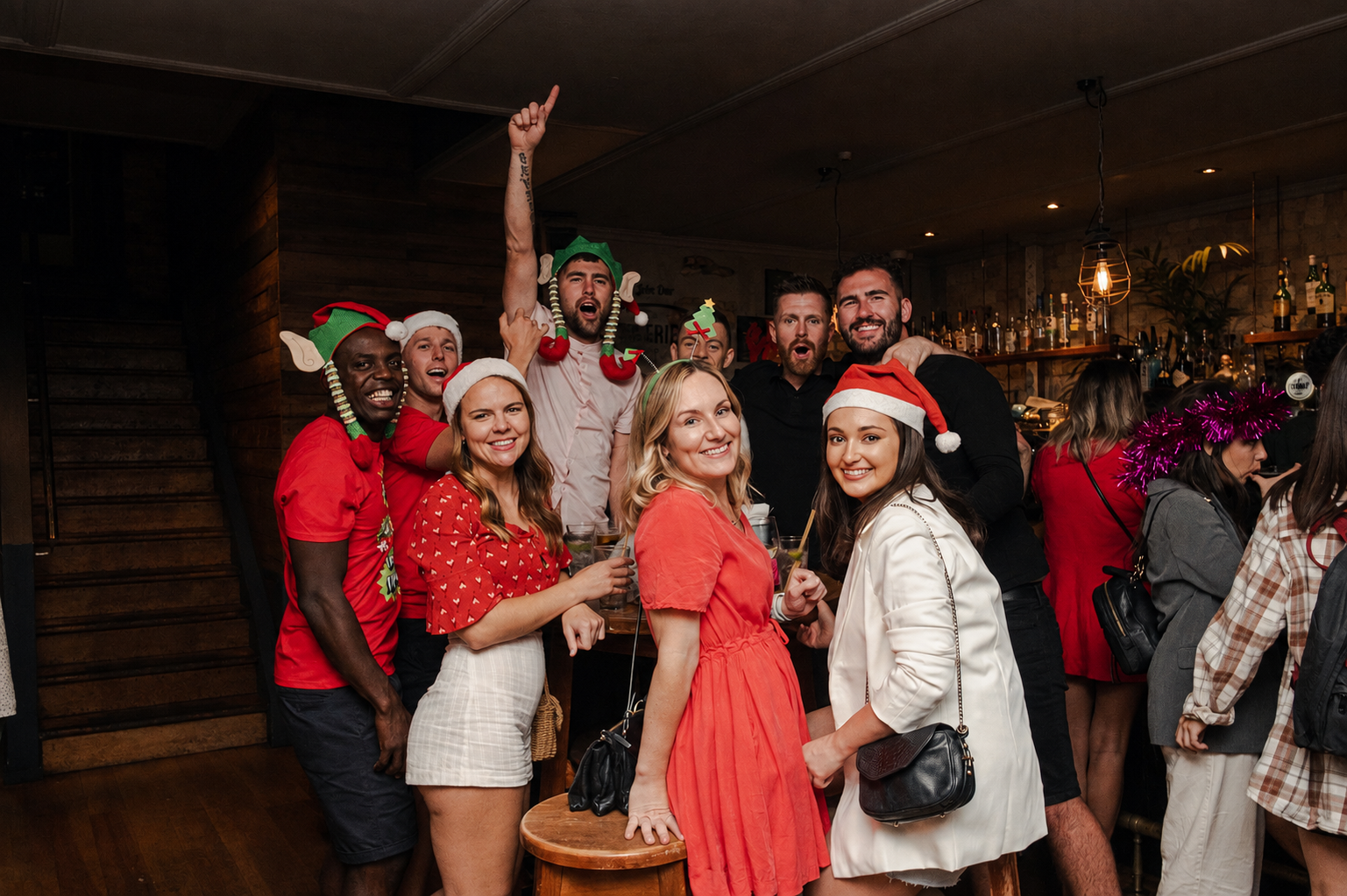 Group celebrating a Christmas party at Royals in Christchurch