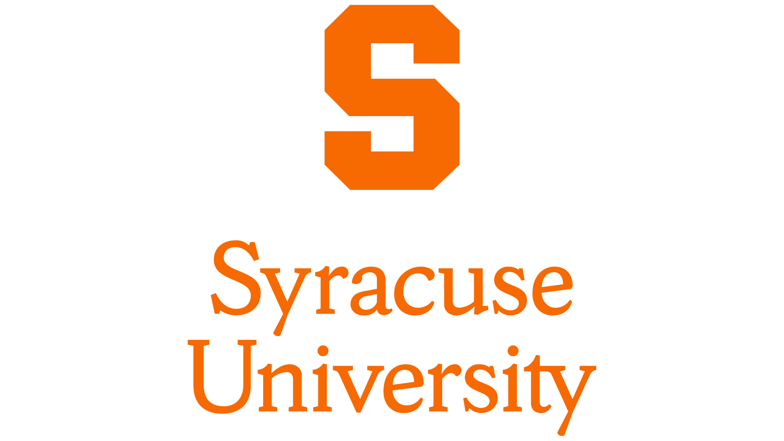 Logo of Syracuse University with an orange letter 'S' and the text 'Syracuse University' in orange and black.