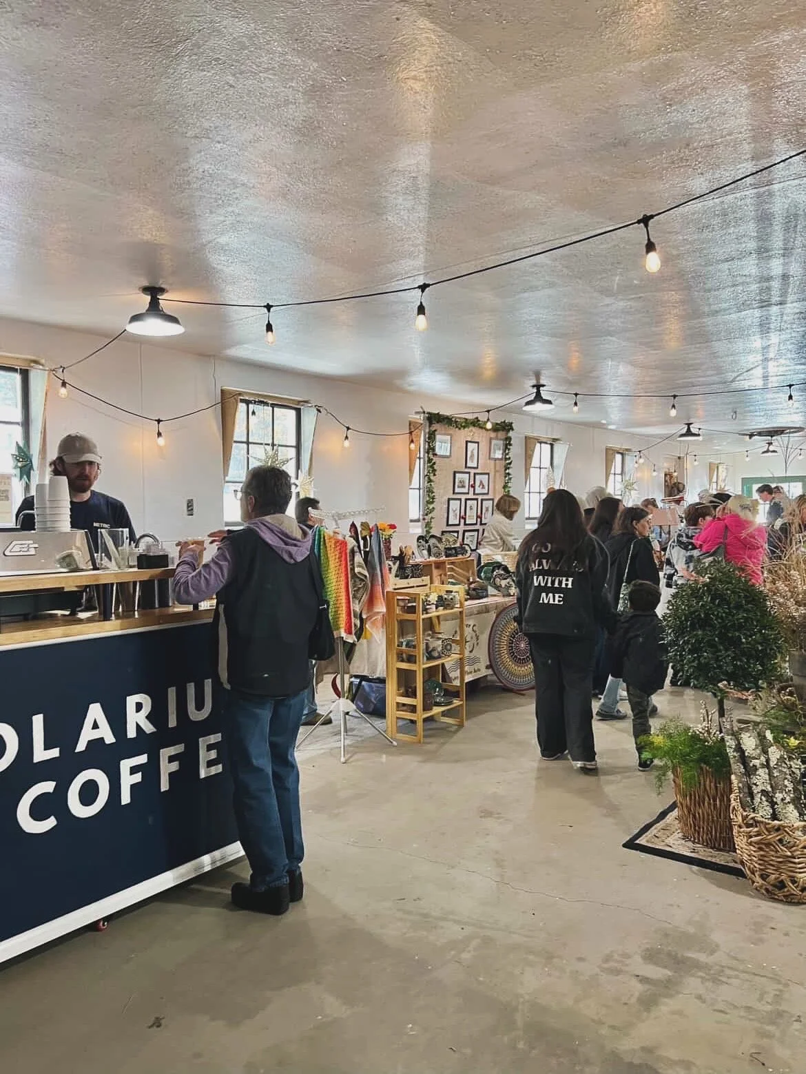 Coffee cart at retail shop for holiday market