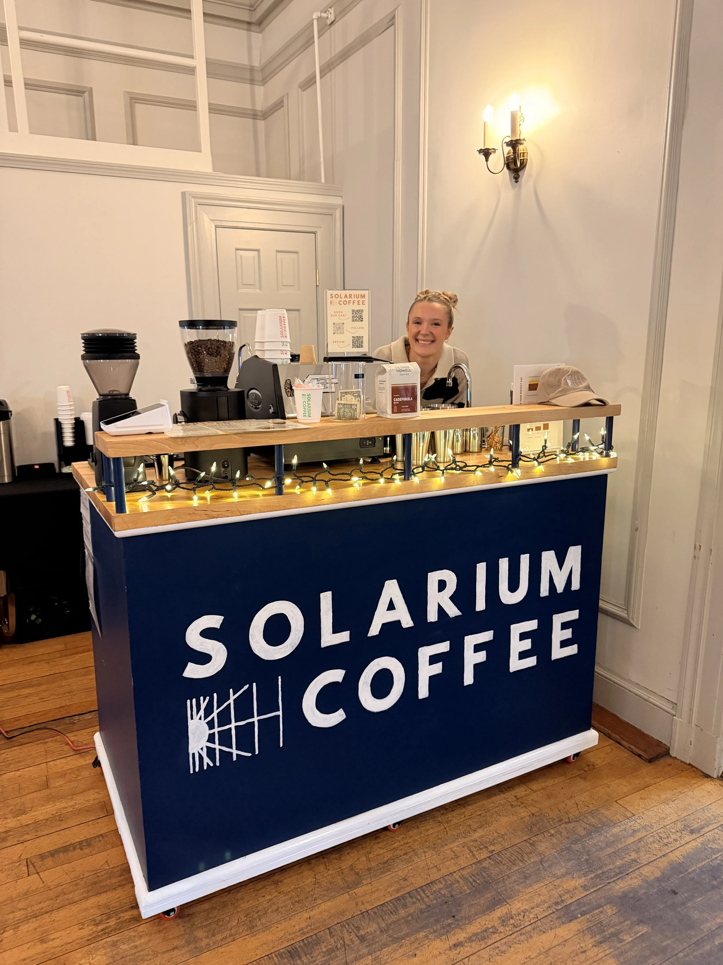 Coffee cart at event in Dedham, MA