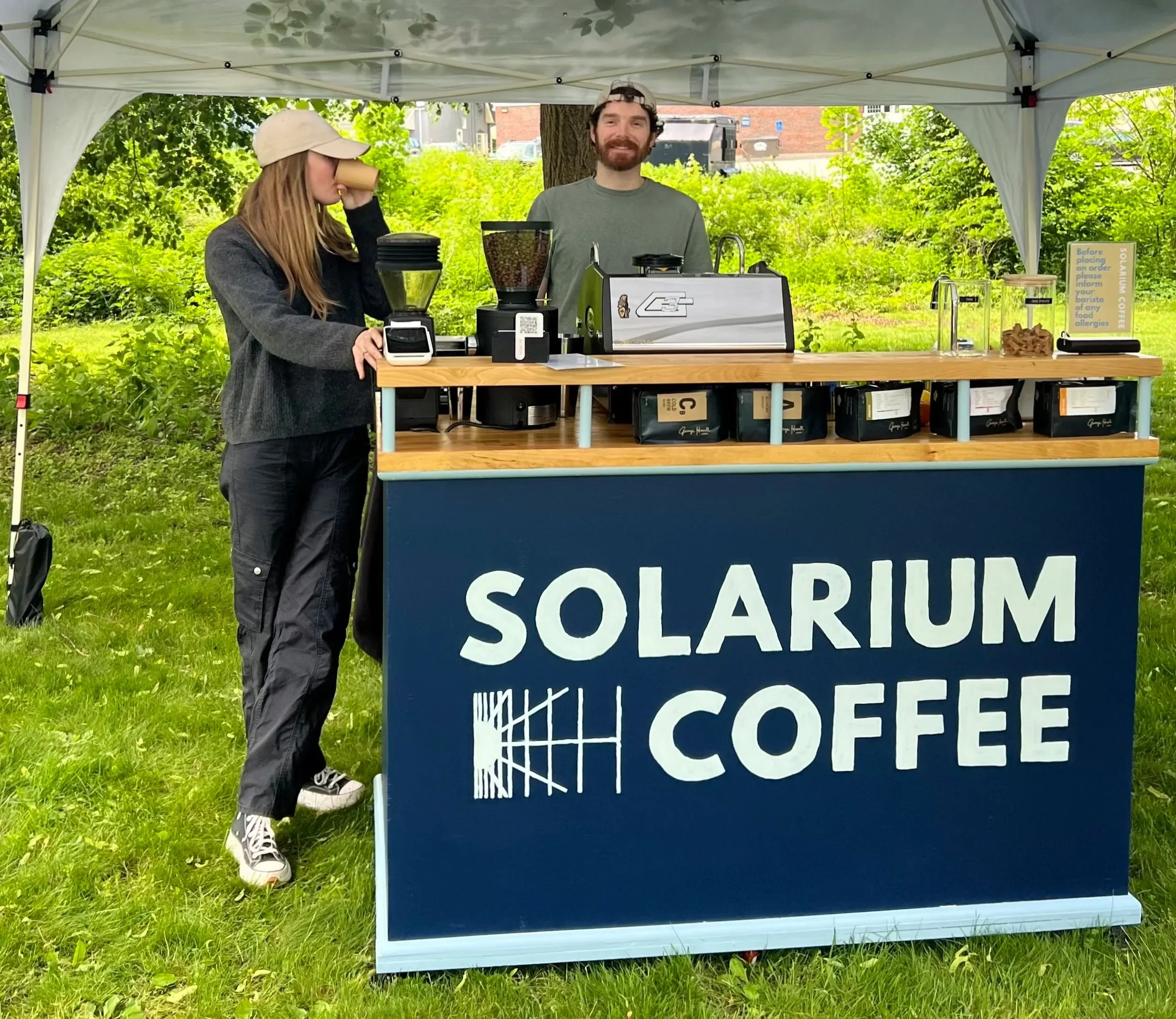 Coffee cart at outdoors community event in Medfield, MA