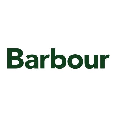 Barbour logo in black font with green underlining.