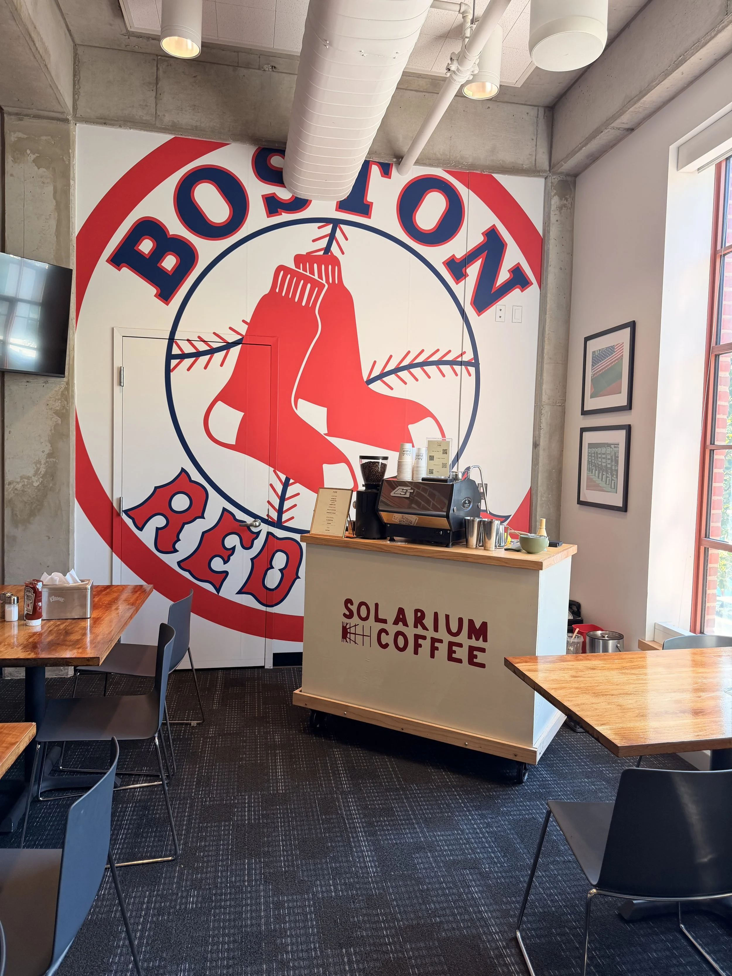 Solarium Coffee cart at Red Sox clubhouse inside Fenway Park