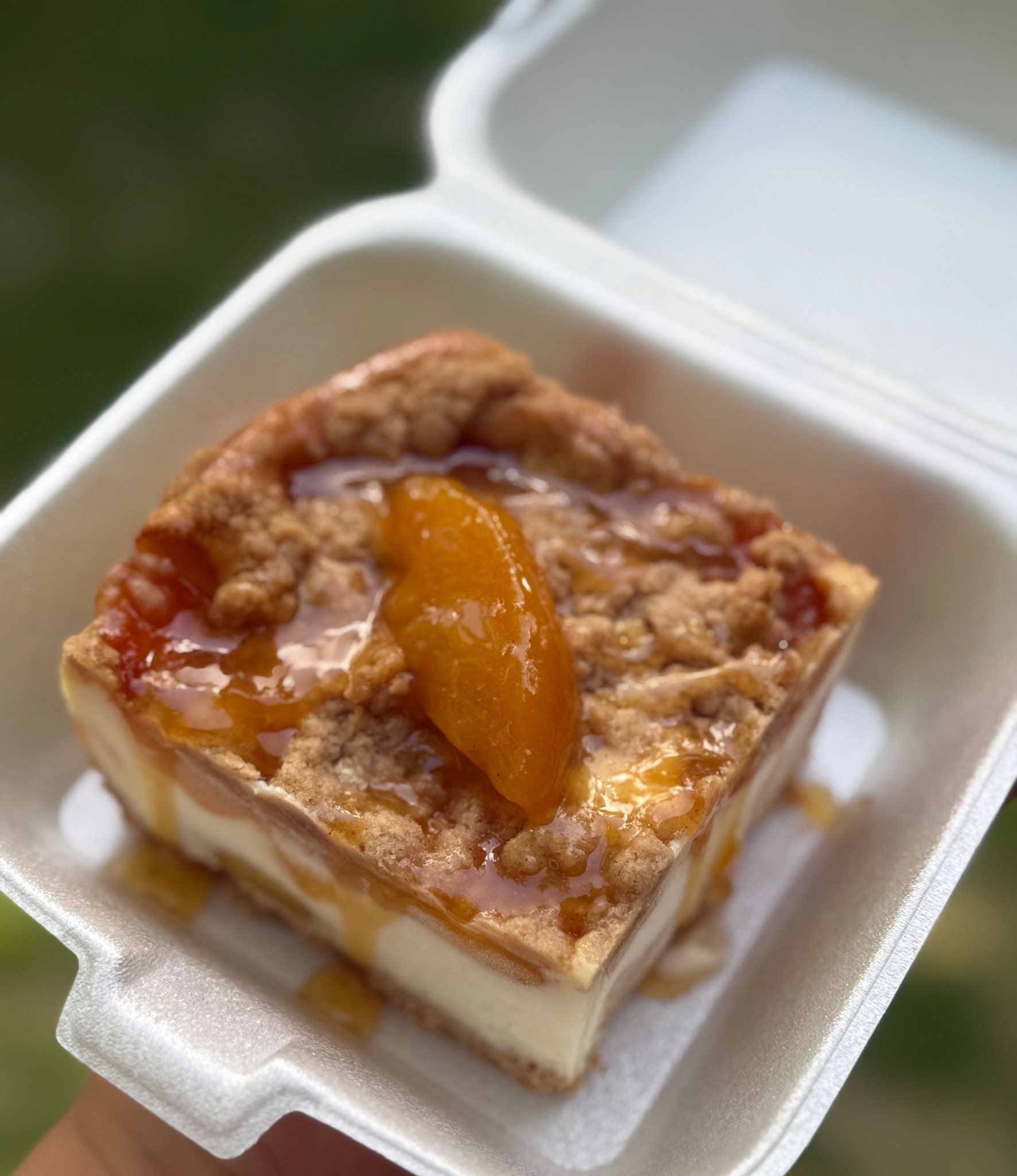 Peach cobbler cheesecakes fresh from Savagely Sweets! Only 7 in stock get them while you can!!!