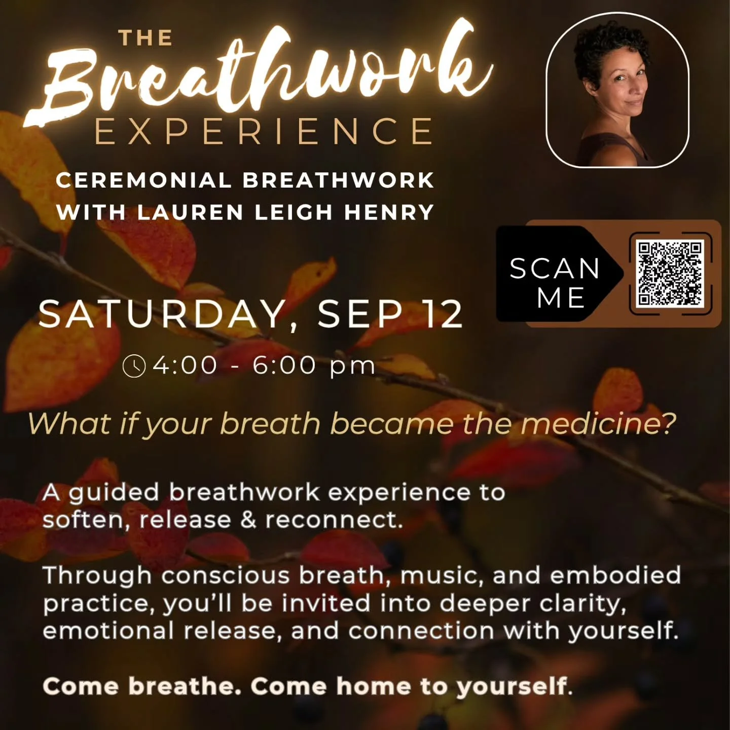 Breathwork is an invitation to come home to yourself &mdash; soften tension, release what&rsquo;s been held, and reconnect with your inner clarity and peace.

In this immersive workshop, you&rsquo;ll be guided through intentional breathwork, supporte