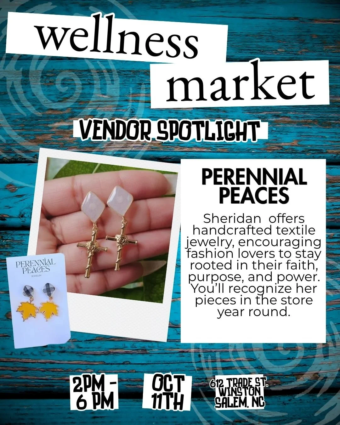 Meet Sheridan, of Perennial Peaces @perennialpeaces , who creates handcrafted textile jewelry, encouraging fashion lovers to stay rooted in their faith, purpose, and power.

Visit Sheridan and all of our incredible vendors at our Wellness Market on O