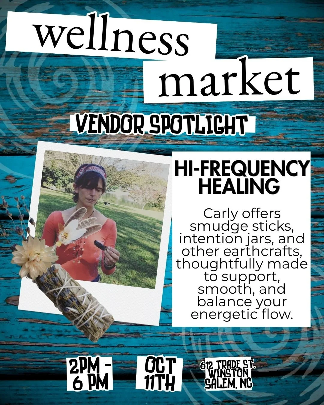 Meet Carly, of Hi-Frequency Healing @hifrequencyliving , who creates smudge sticks, intention jars and other earth craft, thoughtfully and intentionally made to support, smooth and balance your energetic flow.

Visit Carly and all of our incredible v