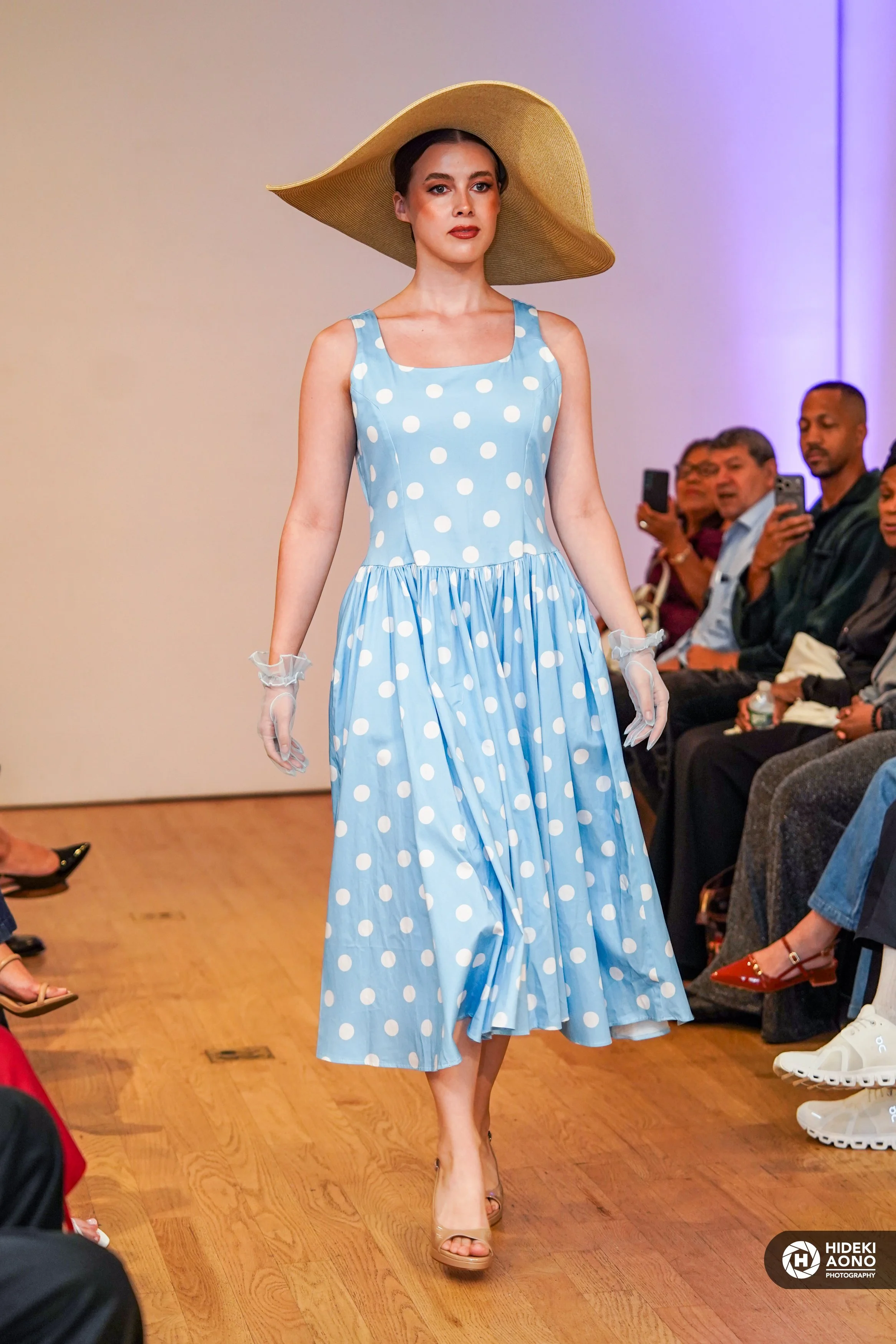 Blue Polka Dot A-Line Dress