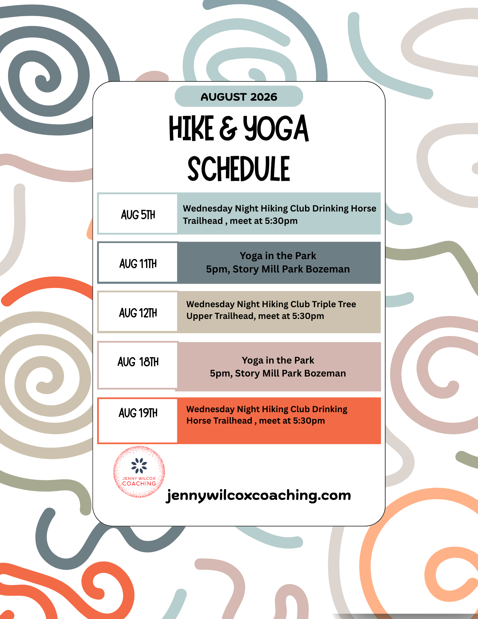 August Hikes & Yoga