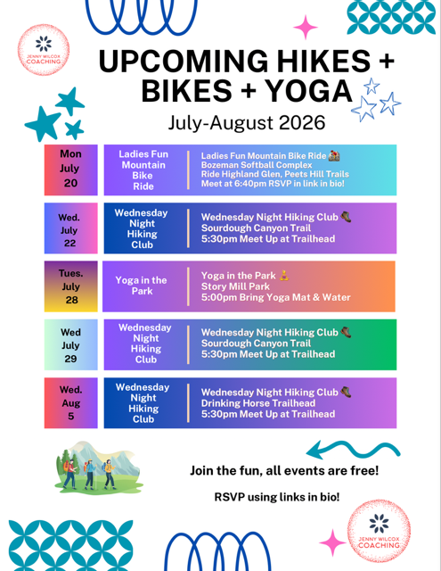 July Hikes, Bikes & Yoga