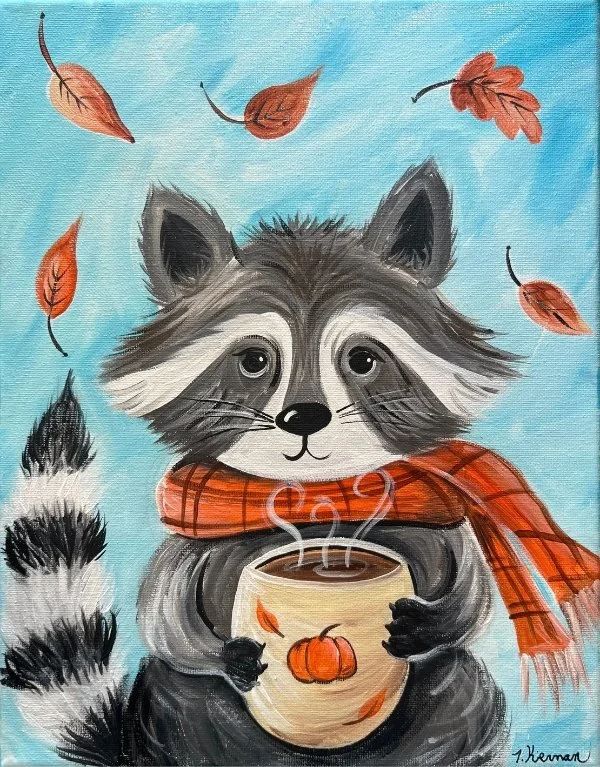 Cute and Cozy Fall Raccoon Paint Event Night