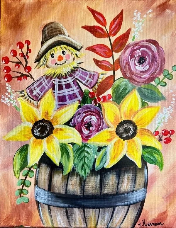 Fall Bouquet With A Cute Scarecrow