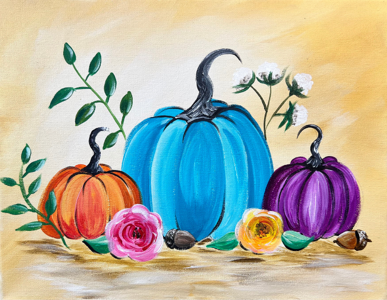Colorful Floral Pumpkins