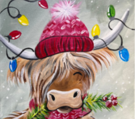Christmas Highland Cow Paint Event