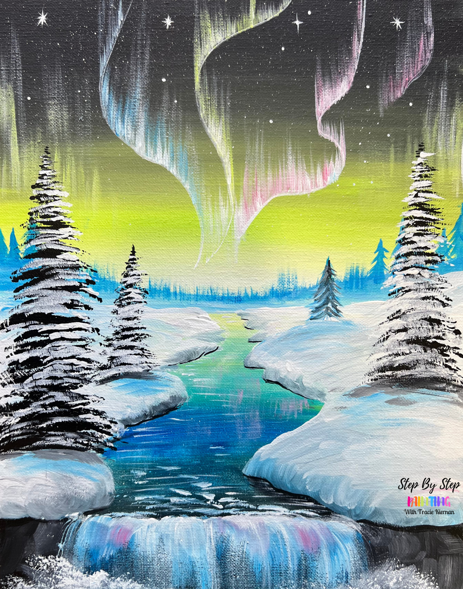 Winter Northern Falls Paint Event Night