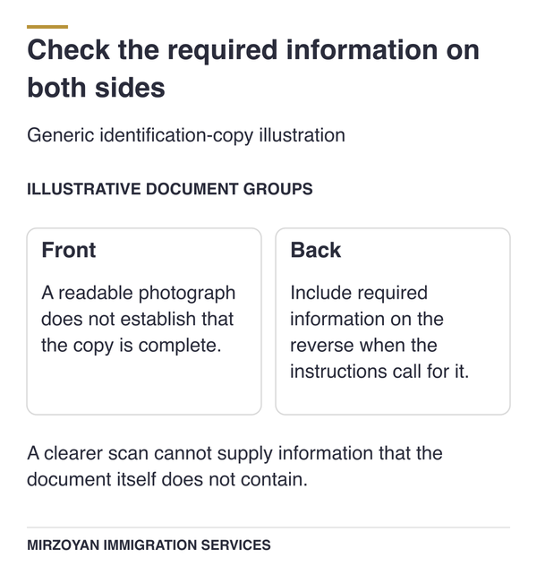 Returned Canadian citizenship application checked for complete identification copies