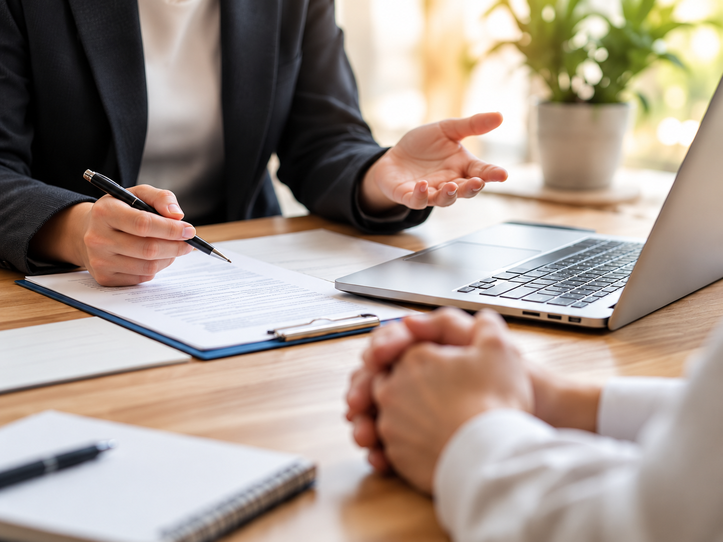Consultant and client discussing documents during a Canadian immigration consultation