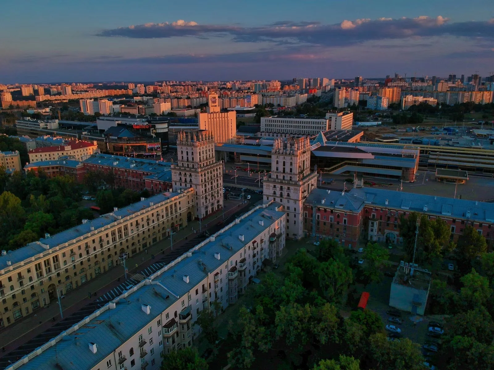 Aerial view of central Minsk, Belarus.