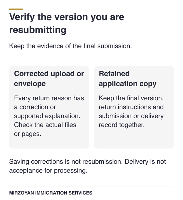 Returned Canadian citizenship application checked for complete resubmission
