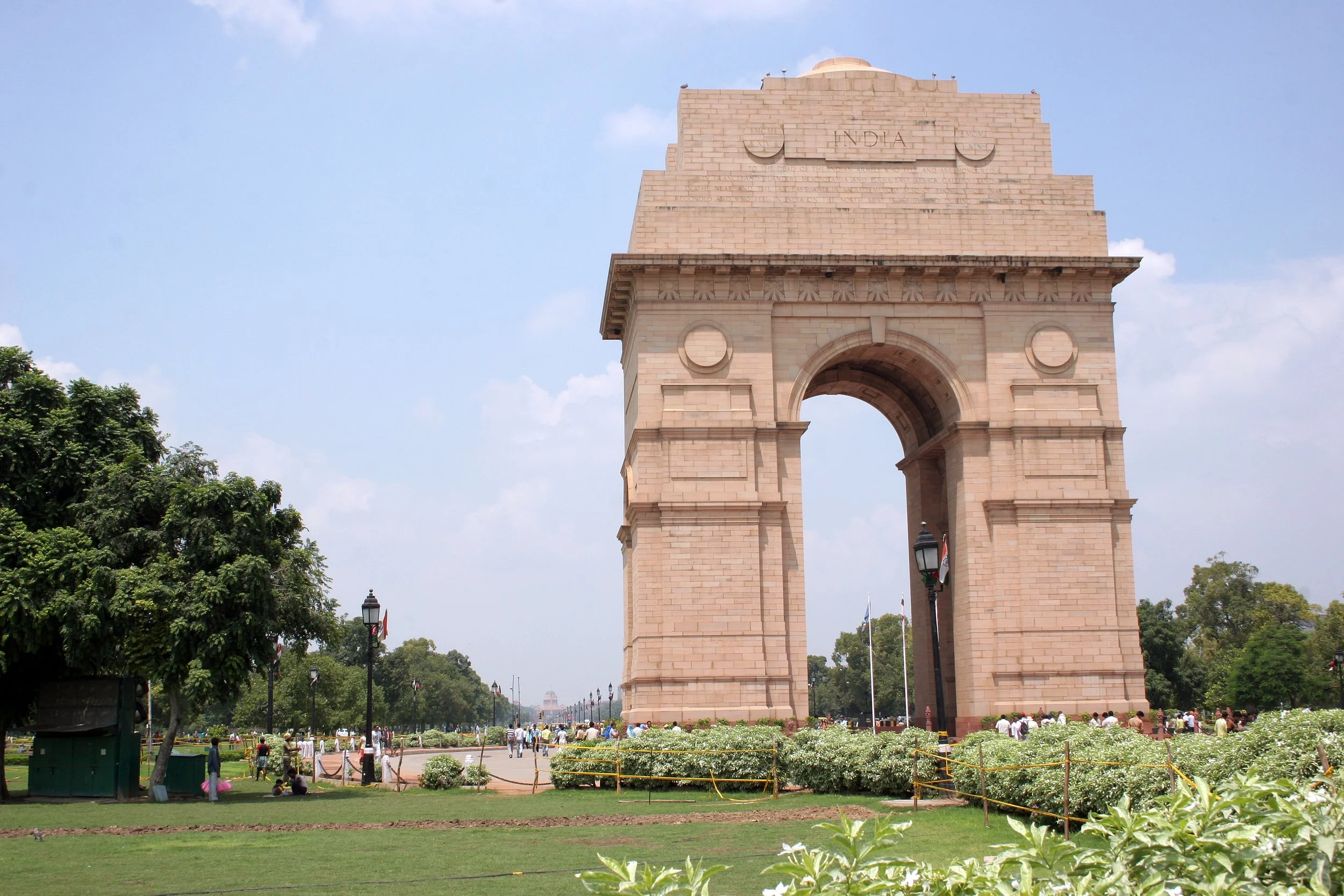 India Gate and gardens in New Delhi