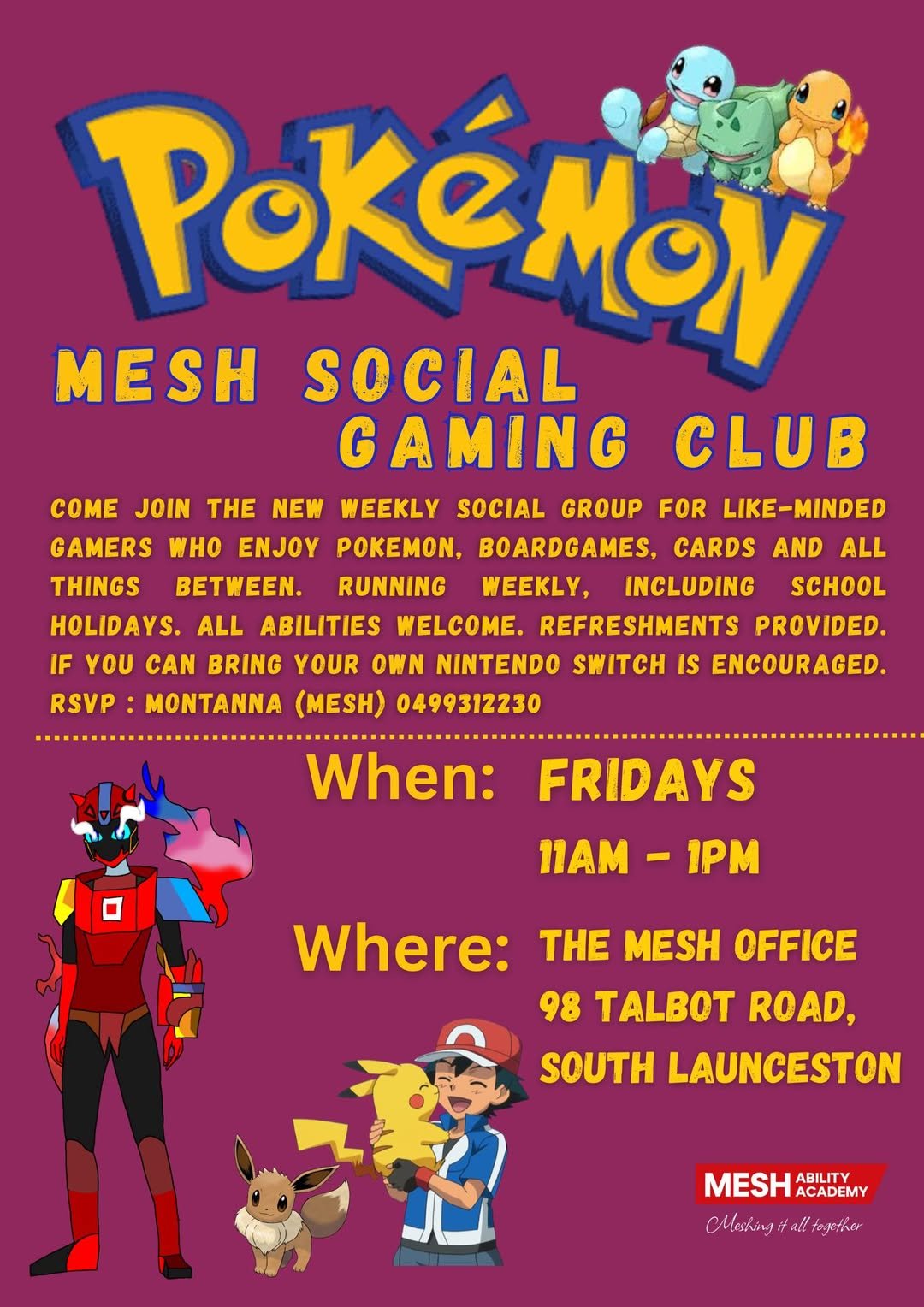 Inclusive Social Events | Mesh Ability Academy | Mesh Social Gaming Club poster