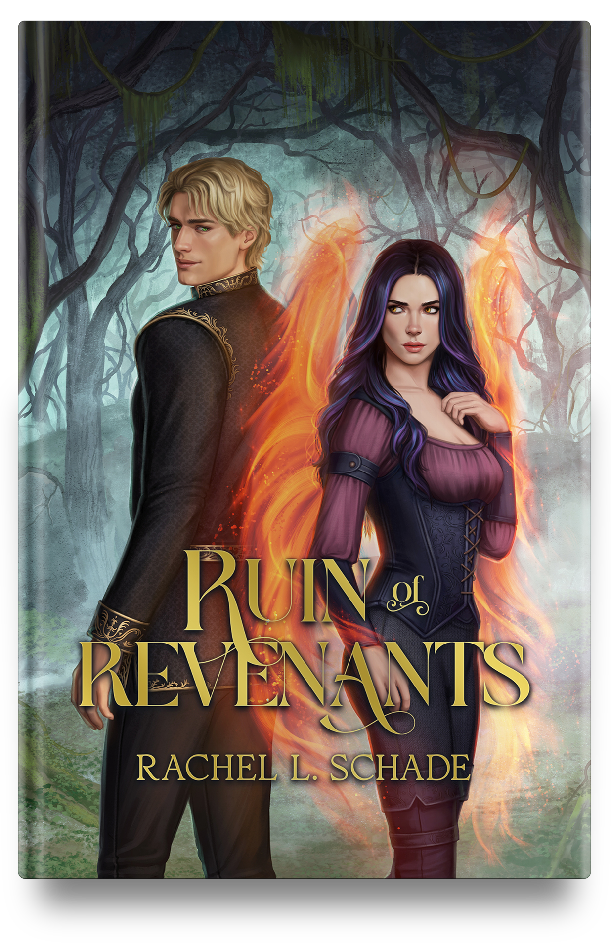 Ruin of Revenants by Rachel L. Schade, from the Forbidden Bonds collection, forbidden romance, arranged marriage, fire magic romantasy collection from Multi Author Collabs hosted by Angela J. Ford and Bwabs
