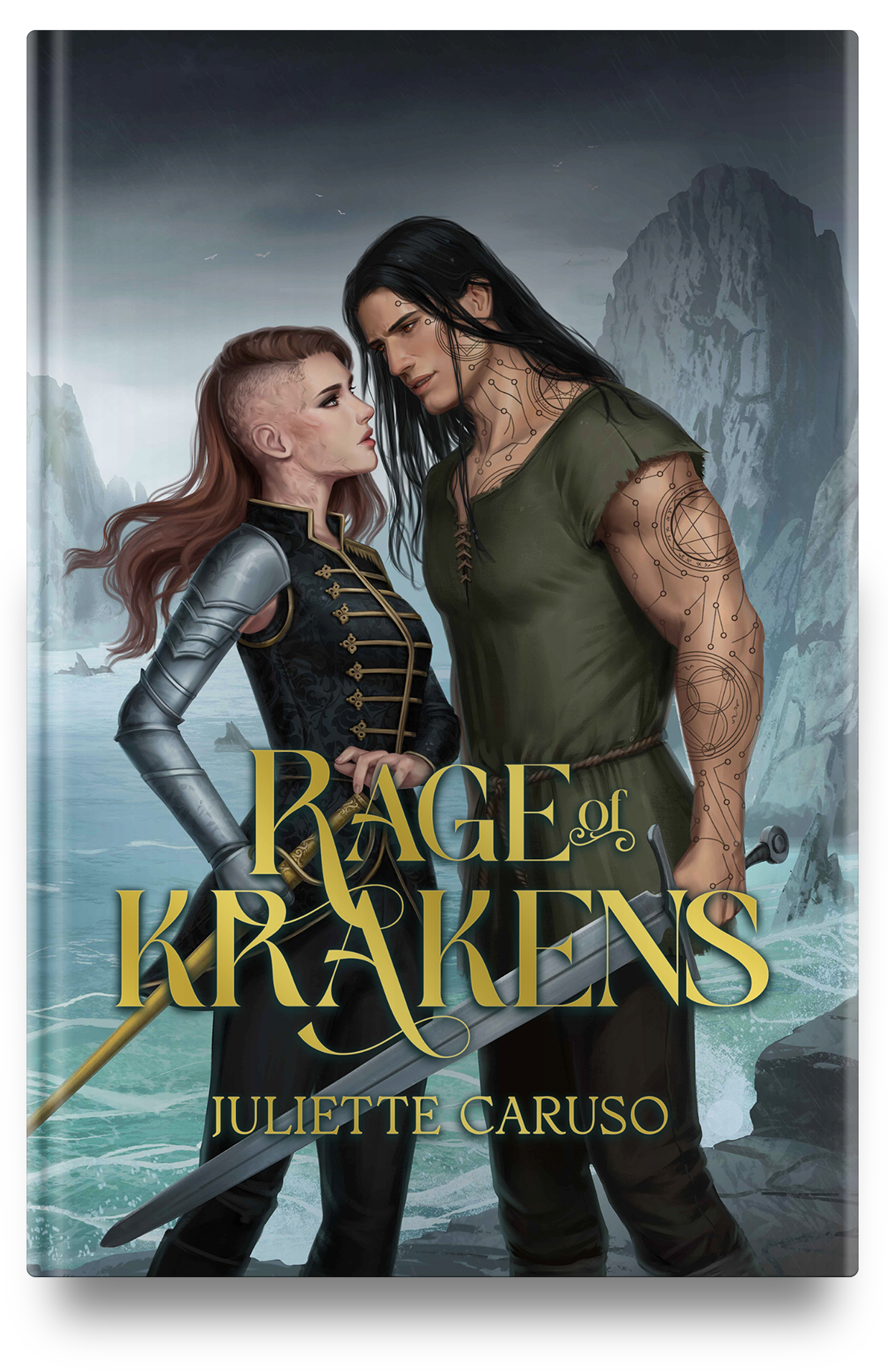 Rage of Krakens by Juliette Caruso, from the Forbidden Bonds collection, forbidden romance, arranged marriage, fire magic romantasy collection from Multi Author Collabs hosted by Angela J. Ford and Bwabs