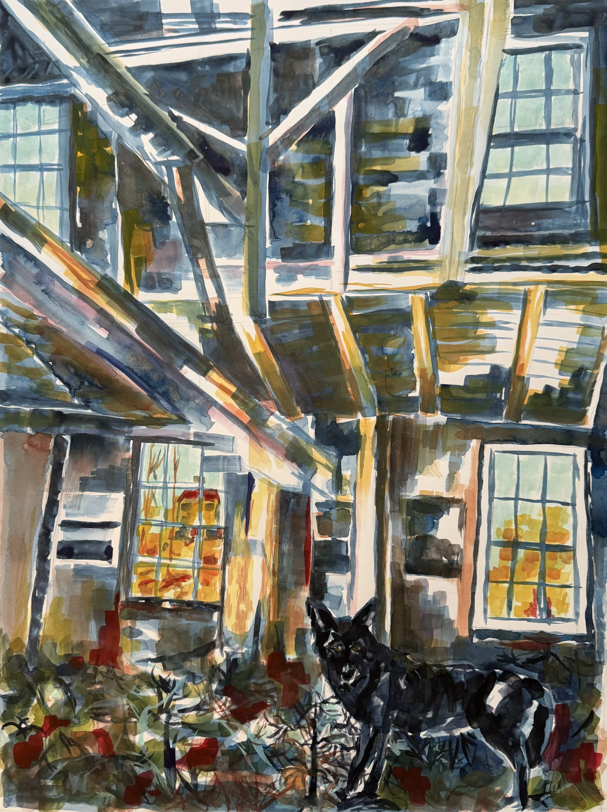 Watcher, 2025
Watercolour/Gouache on 140lb rag paper.
27 x 33 inches
$750 Framed/Matte/White