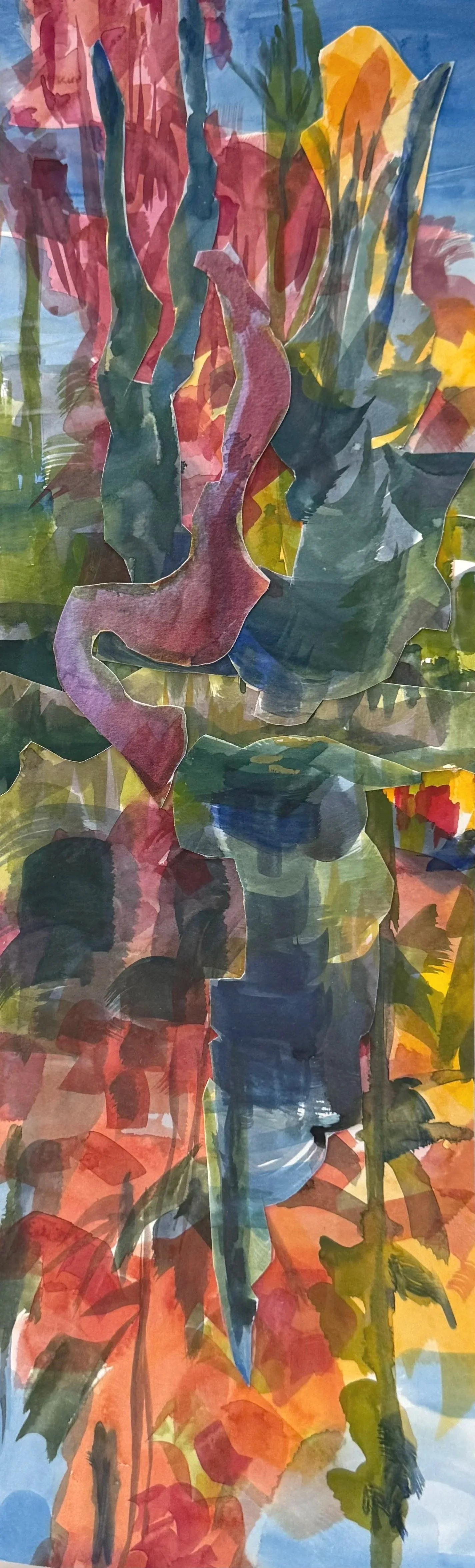 Muskoka Reflections, 2026
5 x 17.5 in.
Collage, watercolour and gouache on paper.
$200