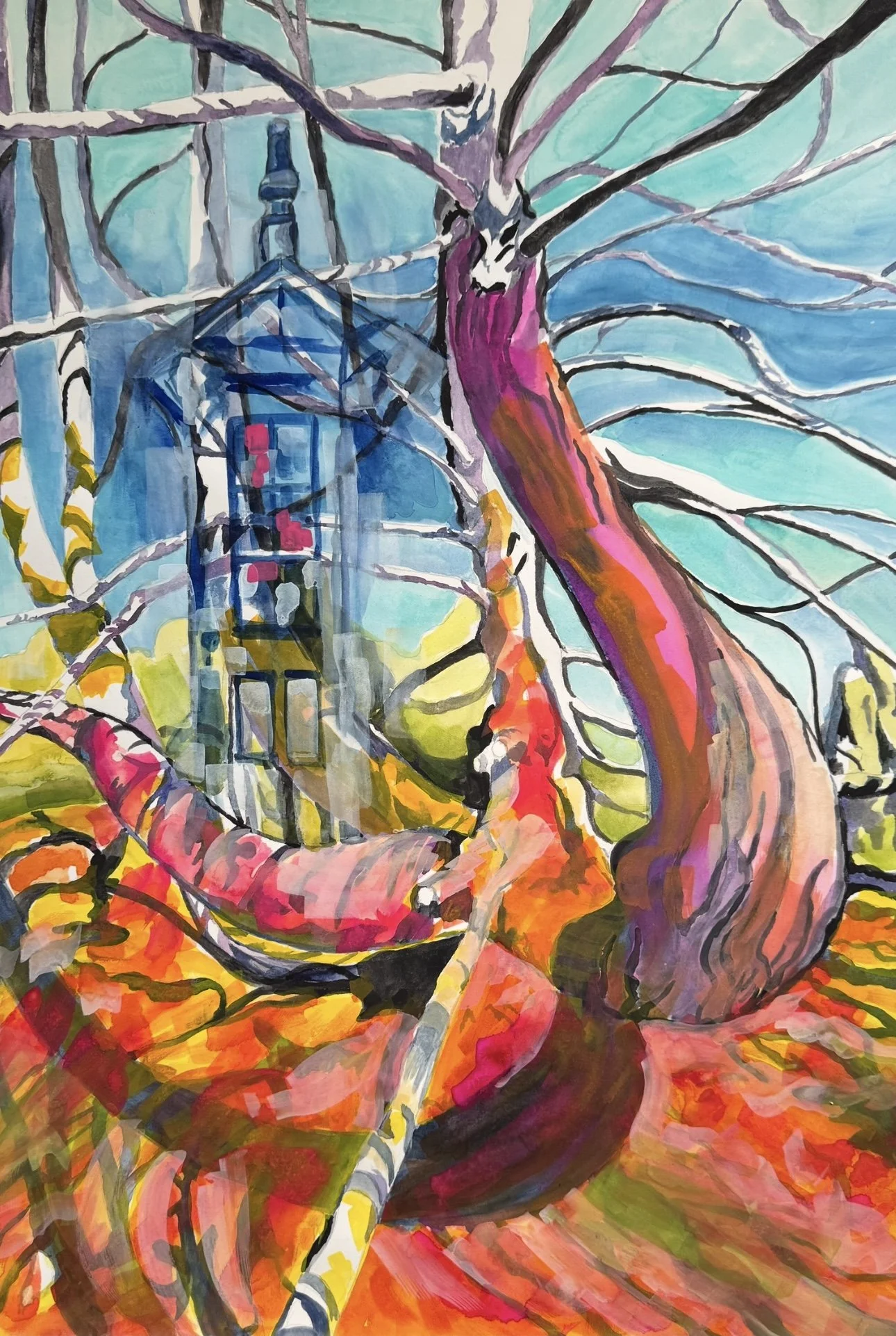 The Great Pink Snail
Watercolour/Gouache on 140lb rag paper.
$750 Framed/Matte/White