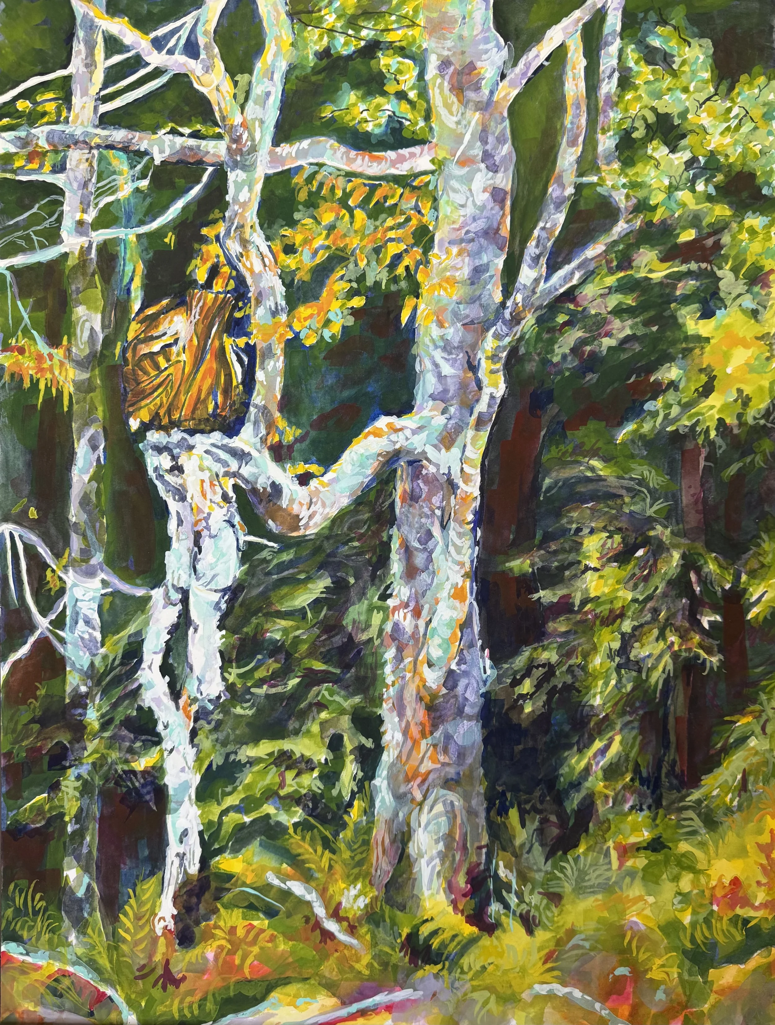 Lady of the Rocky Narrows, 2025
Watercolour and gouache on Archers 140ib rag paper.
24 x 30 inches
$750 Framed/Matte/White/Artist Glass