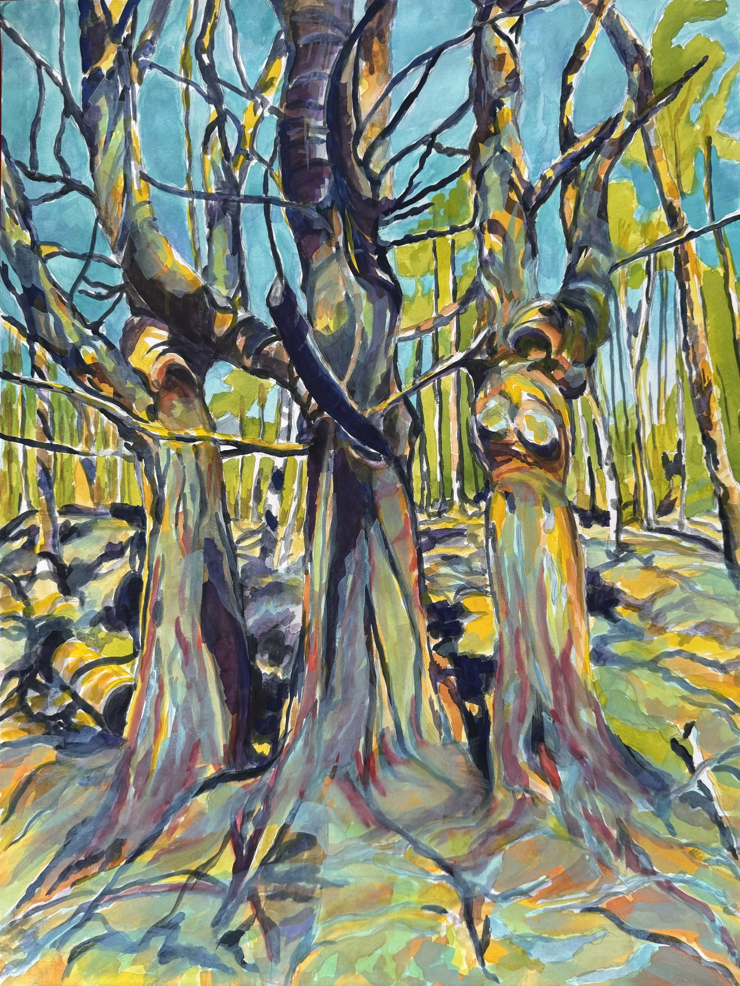 Caryatids of Peter's Woods, 2024
Watercolour/Gouache on Arches hot press 140lb paper.
27 x 33.5 inches
$750 Framed/Matte/White