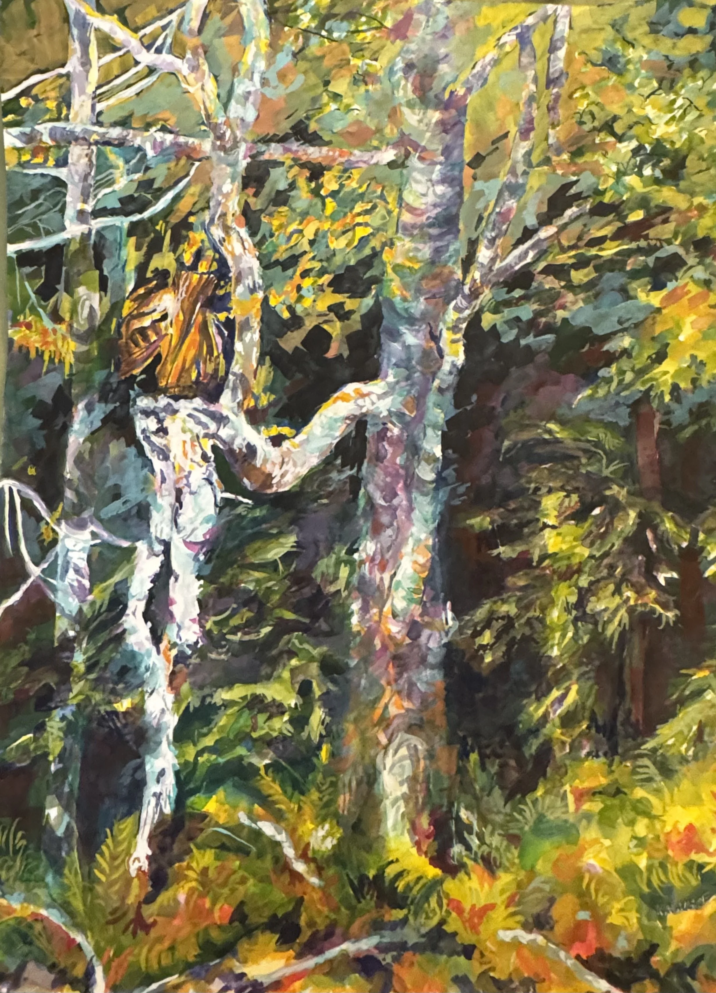 Lady of the Rocky Narrows, 2025
Watercolour and gouache on 140lb Arches paper.
24 x 30 inches. Framed White/Matte
$1000