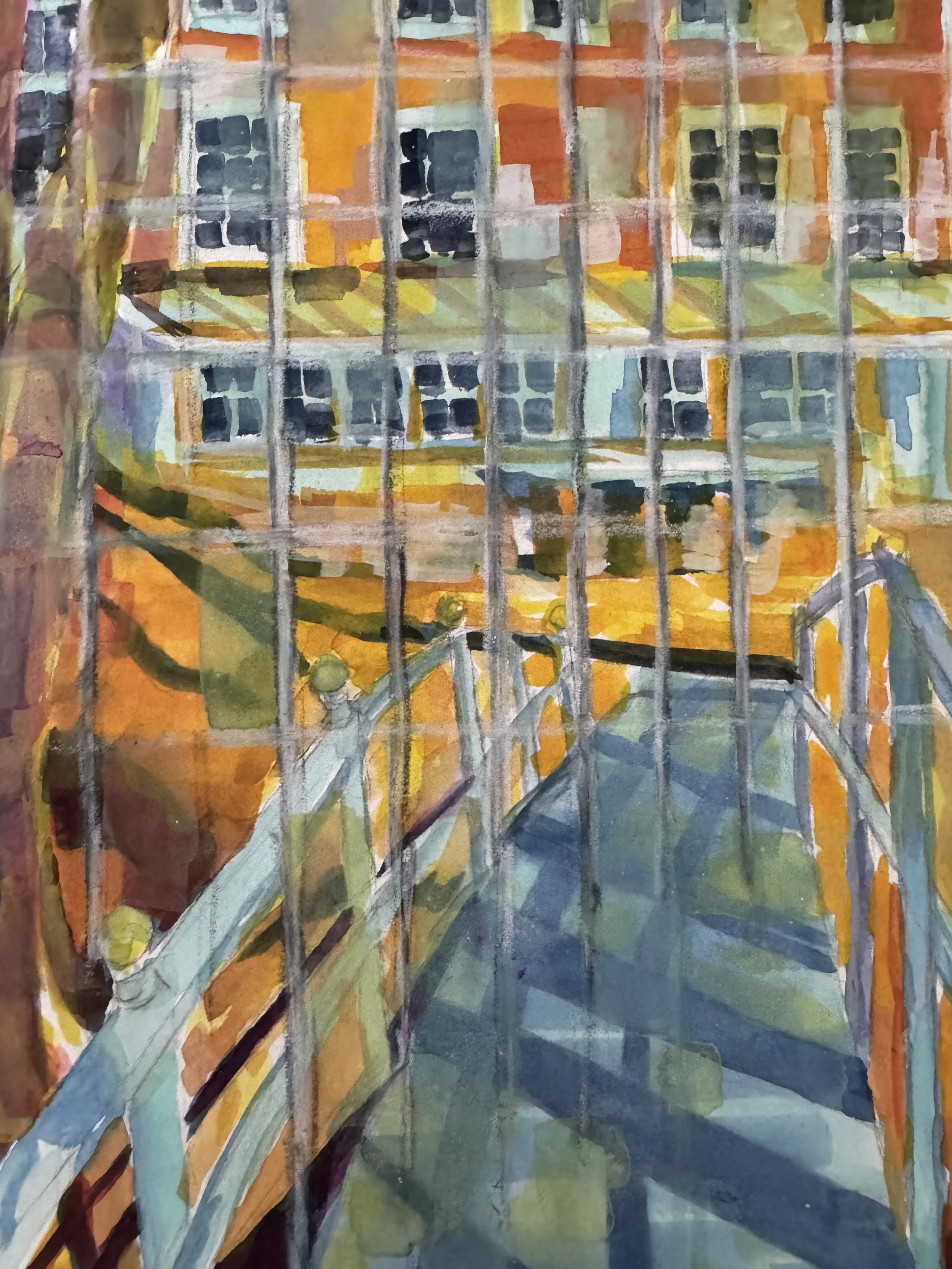 Detail,Looking through a crystal ball, 2025
Watercolour/Gouache on Arches 140lb rag paper. The painting reflects Wendy's connections with Isabel McLaughlin as an artist through life experiences and inspirations.......bringing the inside outside spiri