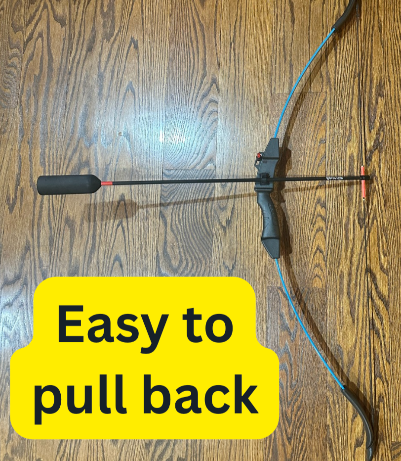 Lightweight adapted recurve bow that is easy to pull back, used in senior archery workshops