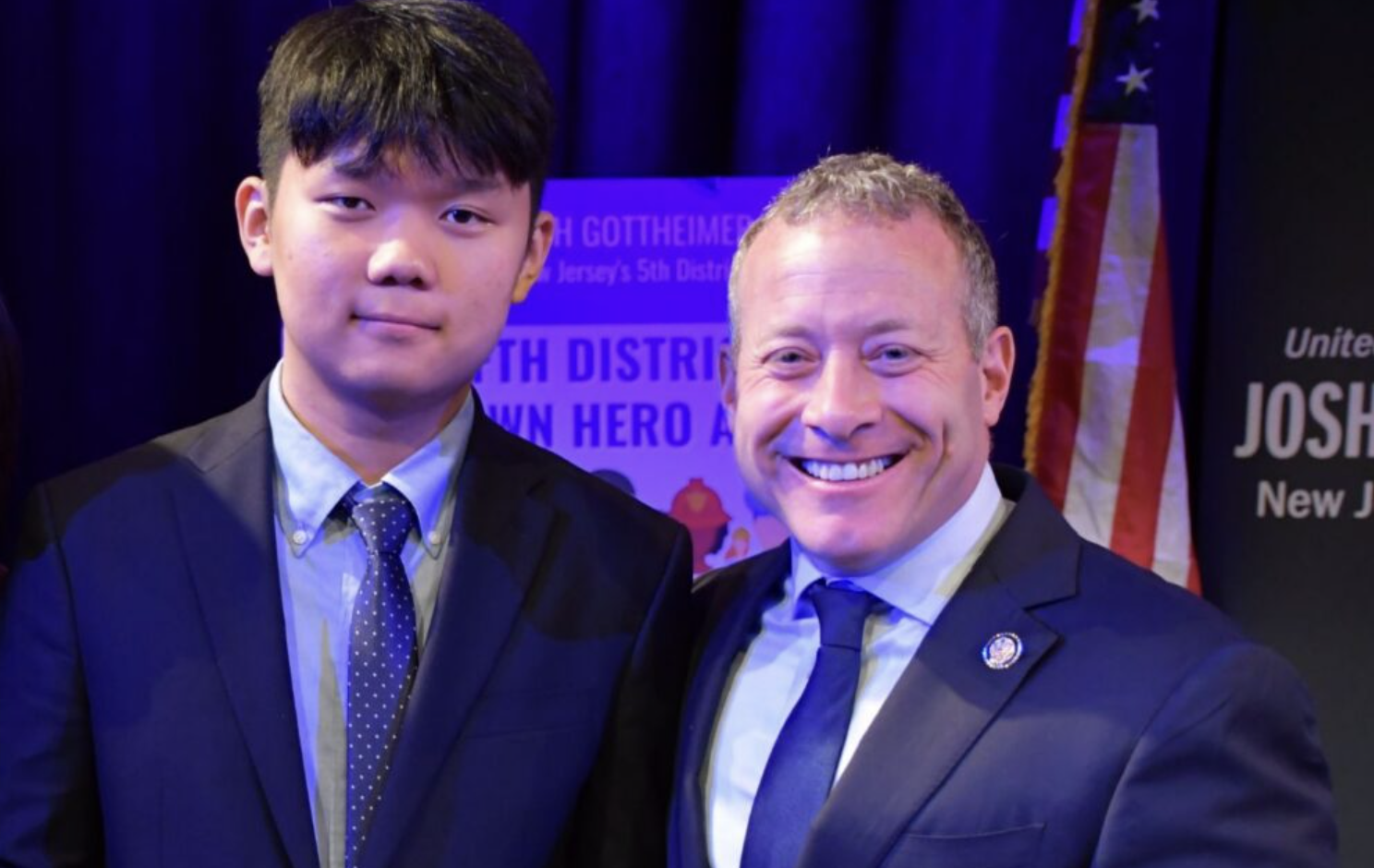Aim for Unity founder Samuel Kim, student at Bergen County Academies (BCA), awarded a Hometown Hero by U.S. Congressman Josh Gottheimer.