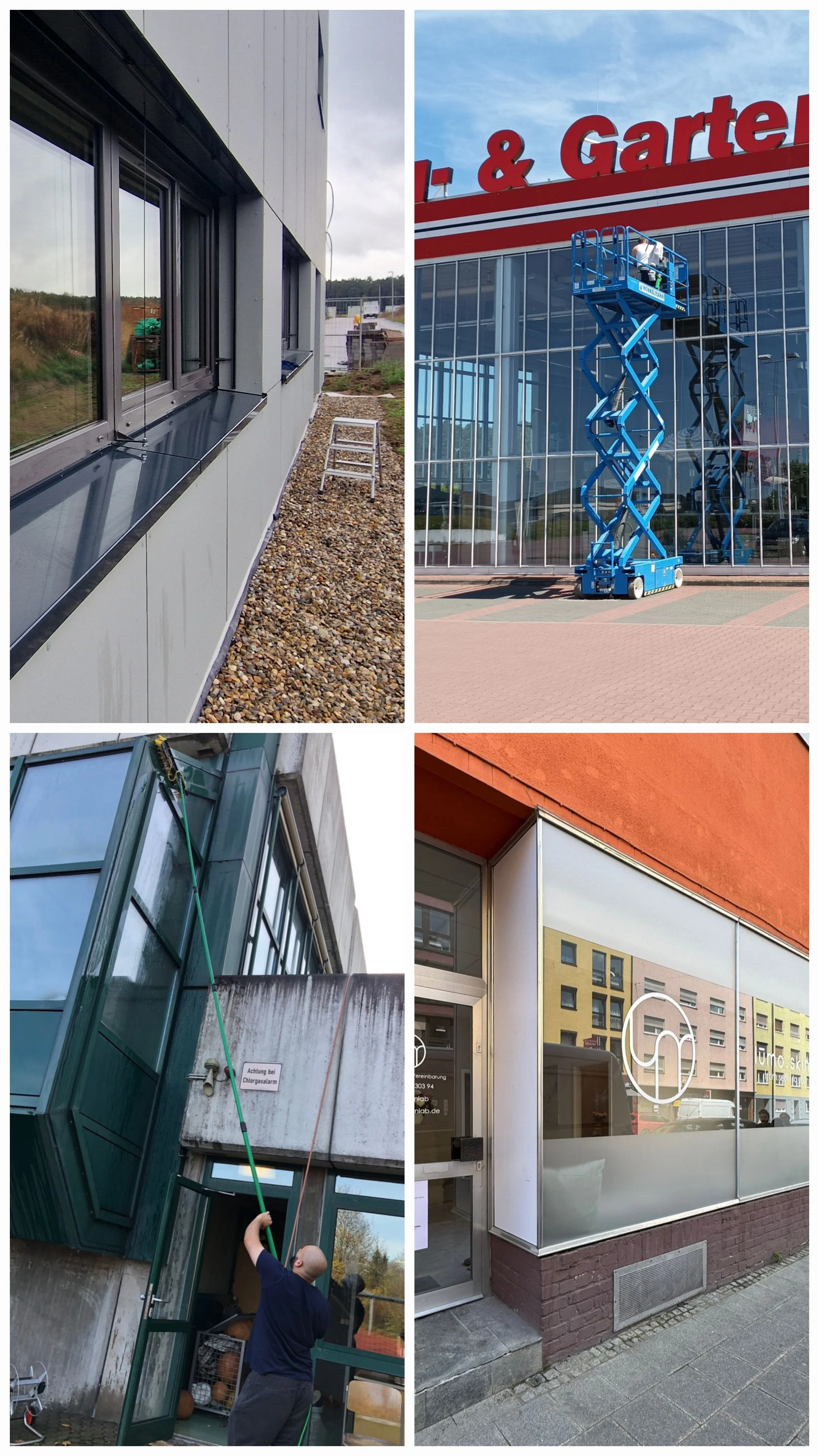 Reinigung von Glasfassaden und Schaufensterflächen