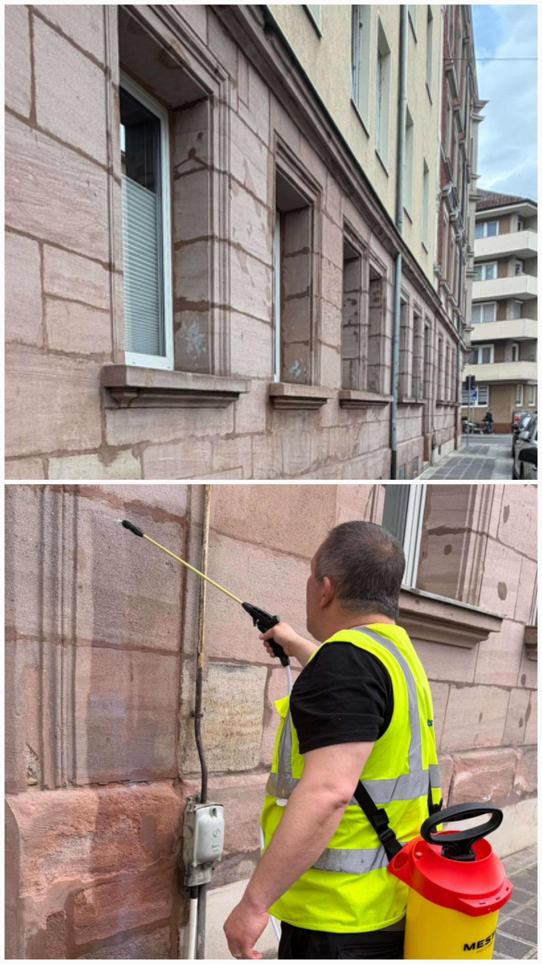 Graffitientfernung mit anschließender Schutzimprägnierung in Nürnberg