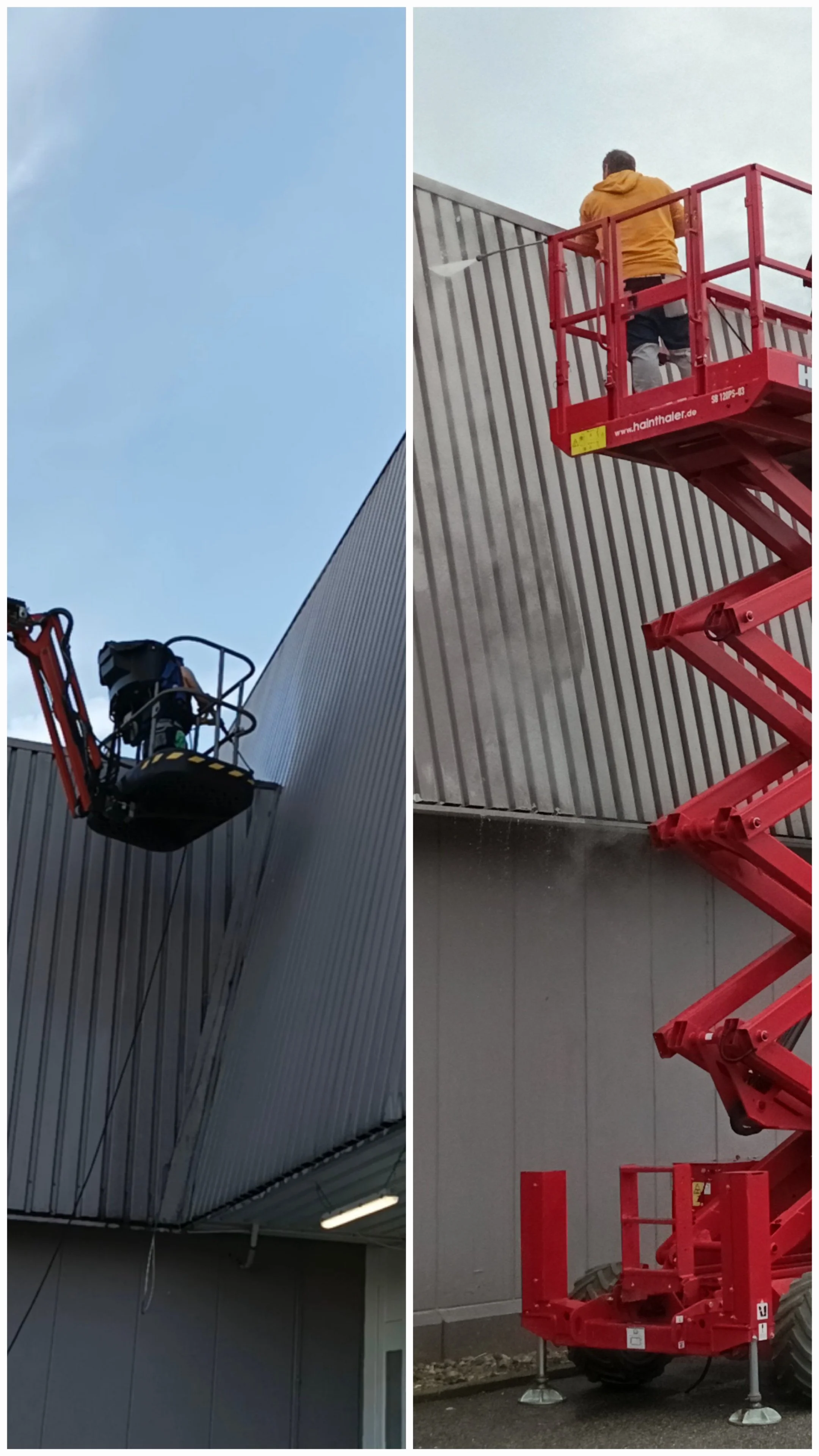 Fassadenreinigung an einem Gewerbeobjekt in Penzberg