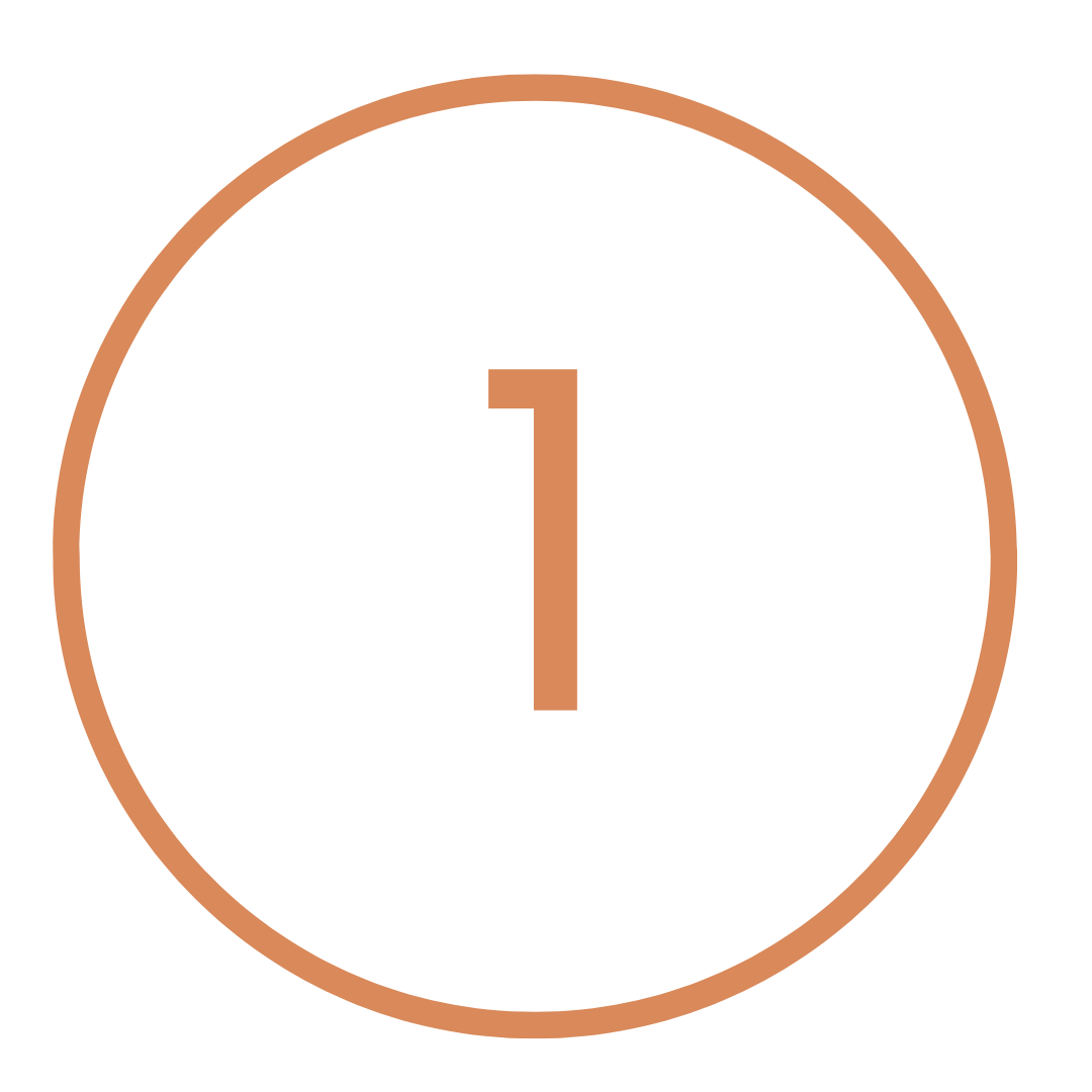 Number one inside a black circle with a brown border.