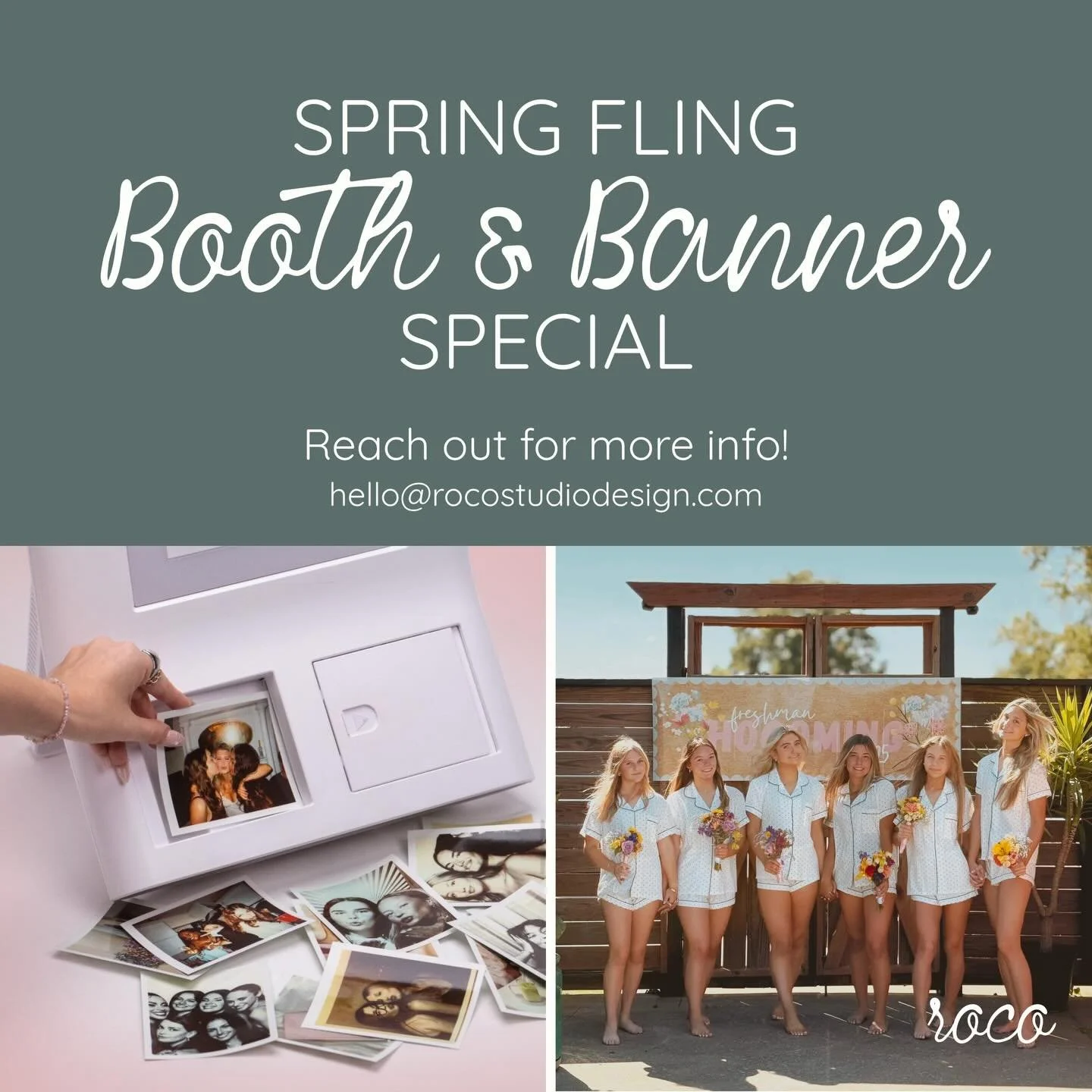 Hosting for prom? I&rsquo;d love to work together on your banner or photography needs. I&rsquo;m running a special until the end of May that includes a banner and 2 hours of photo booth time for $150 ($50 discount). I also offer prom sessions so pare