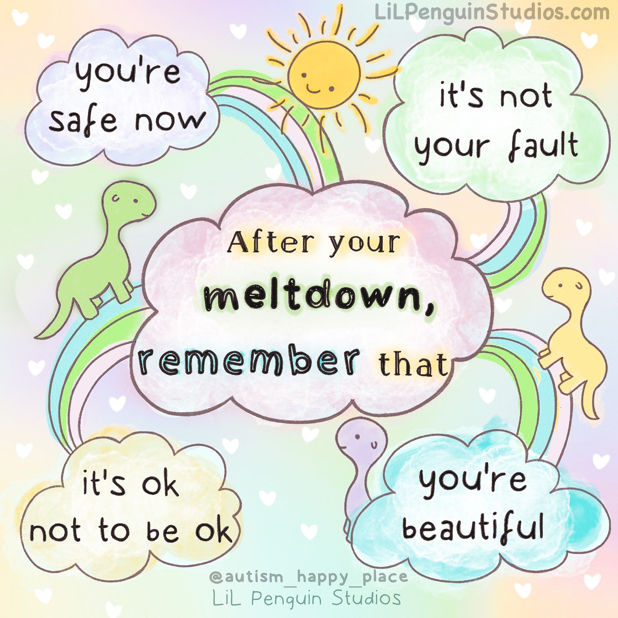 Gentle reminders after hard moments 💜

Sharing this beautiful image by @autism_happy_place (Lil Penguin Studios).