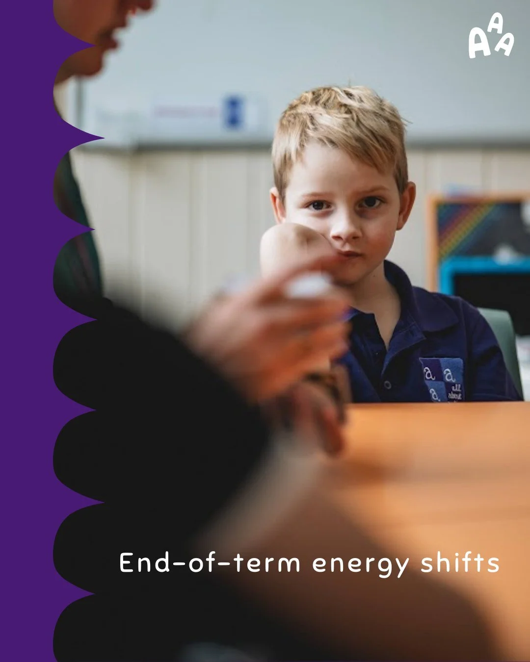 Big feelings showing up more? You&rsquo;re not alone. 
Towards the end of the term, many families notice an increase in dysregulation. 

At AAA, we commonly see dysregulation increase when:
🟣a child is settling into a new environment
🟣their nervous