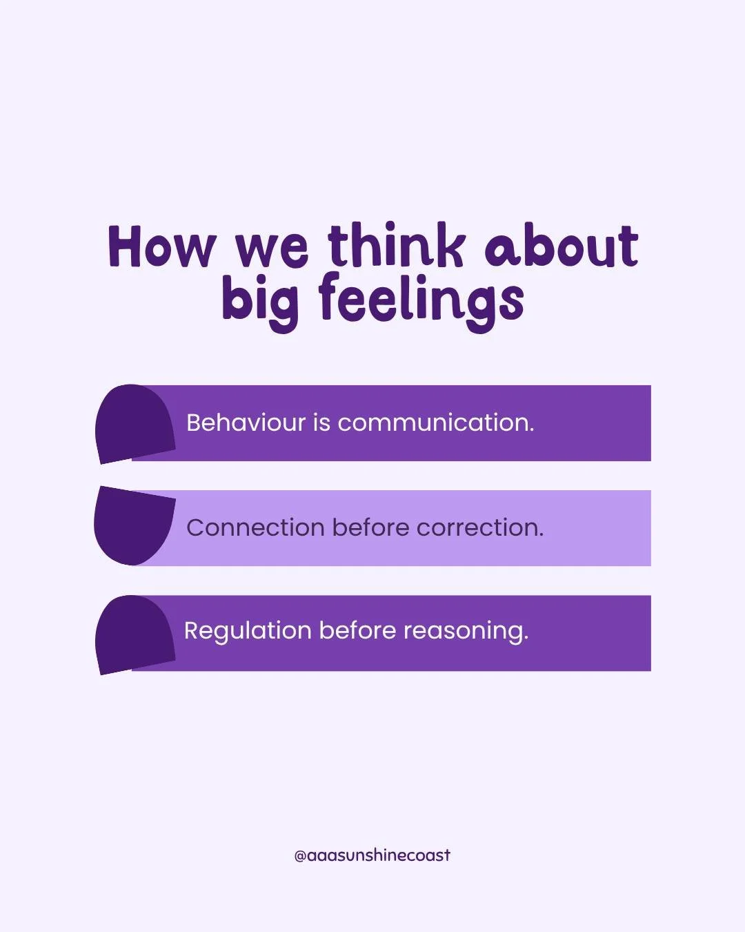 At AAA, we try to look underneath big feelings rather than react only to what we can see.

Behaviour is often communication, especially when a child feels overwhelmed, unsure, or unsafe. That doesn&rsquo;t mean ignoring behaviour. It means responding