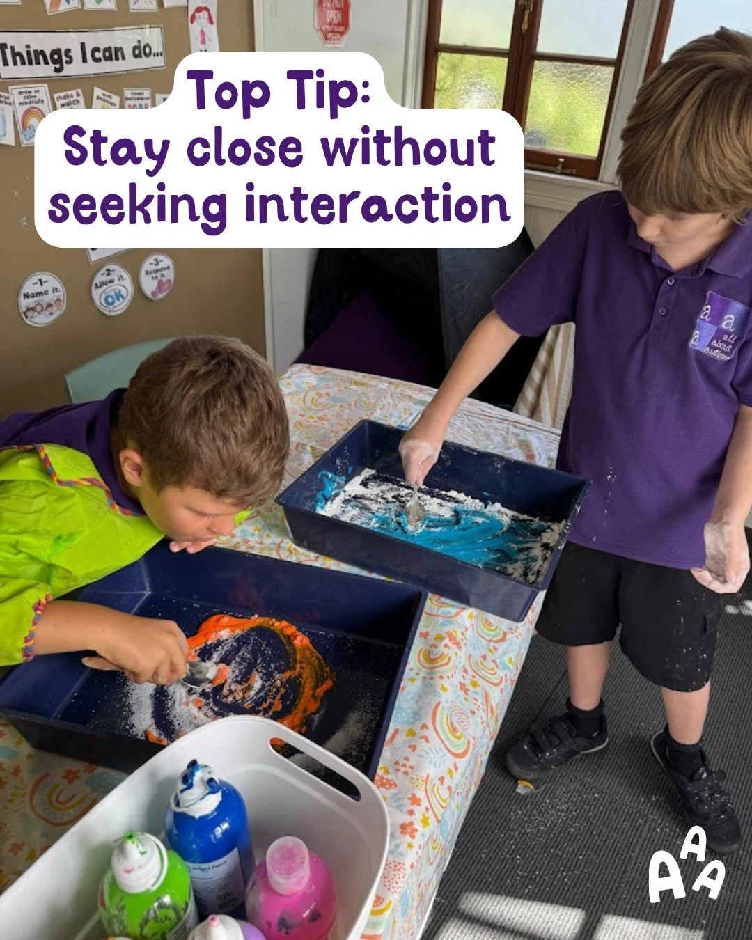 Sometimes children don&rsquo;t need conversation, questions, or encouragement. Sometimes they just need someone nearby who feels safe. 

That might look like:
🟣sitting nearby
🟣sharing the space quietly
🟣joining in alongside without talking too muc